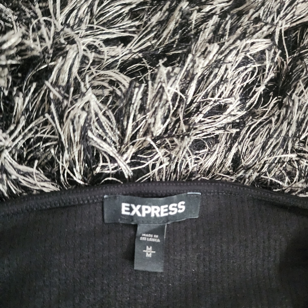 Express Black and White Textured Bodysuit